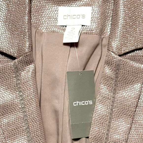 NWT Chico’s Glimmering Blazer Womens Blush Pink Metallic Sheen Jacket Sz 2 (12) - Picture 5 of 8